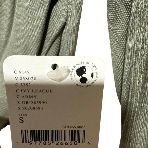 Revolve Free People Night We Met Long Sleeve Top Green Ribbed Ruched - Picture 5 of 7